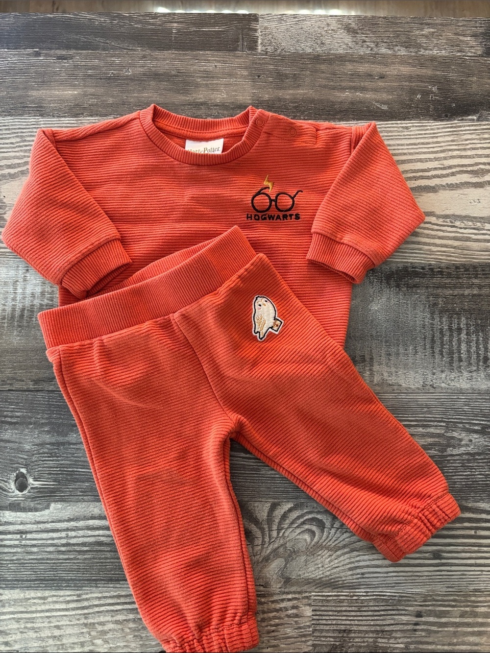 Harry Potter Hogwarts Orange Ribbed Baby Set